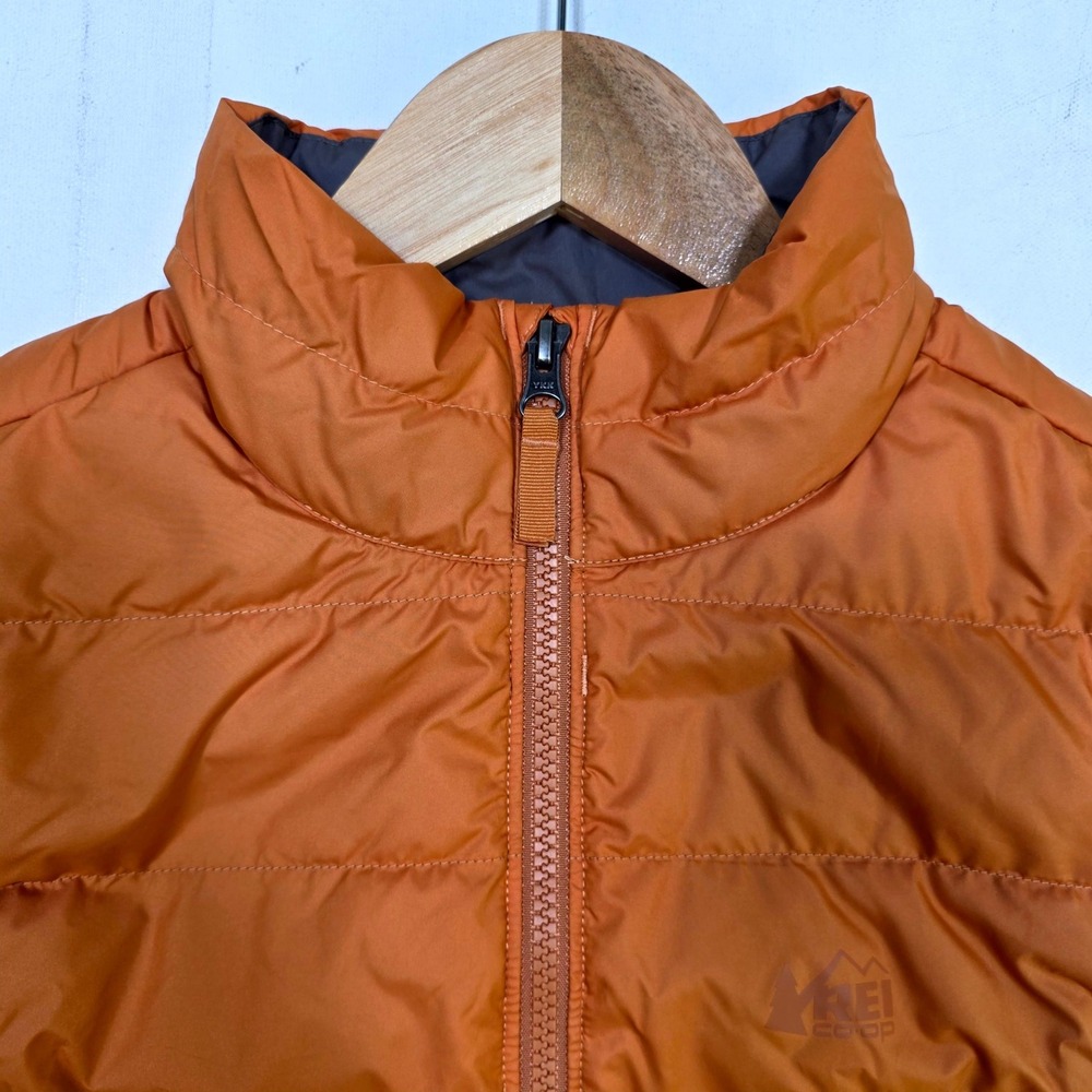 REI Co-op Puffer Vest Womens Small Orange Down Insulated Quilted Full Zip Vest